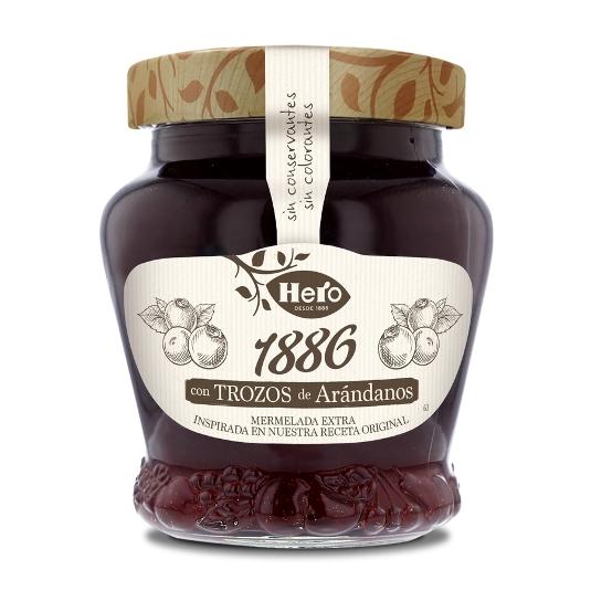 MERMELADA TROZOS ARANDANOS 1886 HERO FRASCO 320 GR