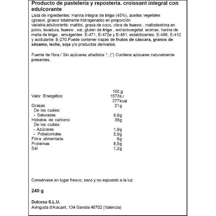 CROISSANTS INTEGRALES 0% DULCESOL BOLSA 270 GR