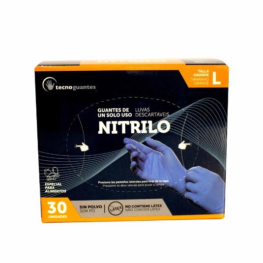 GUANTES NITRILO SIN POLVO T/L TECNOGUANTES CAJA 30 UD