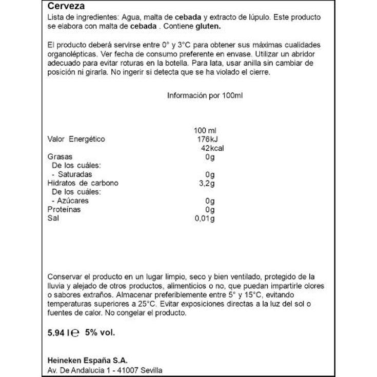 CERVEZA 5º HEINEKEN LATA 50 CL