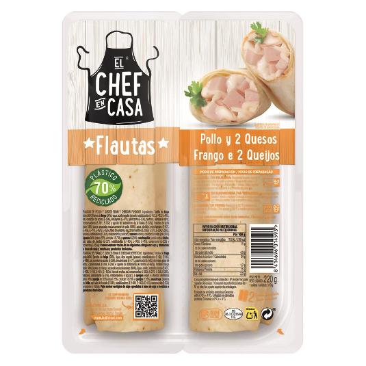 FLAUTA DE POLLO DOS QUESO X2 RIKISSSIMO PACK 275 GR