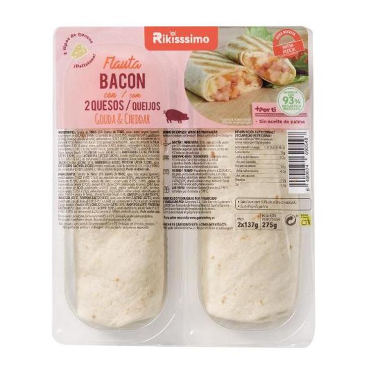 FLAUTA DE BACON DOS QUESOS X2 RIKISSSIMO PACK 275 GR