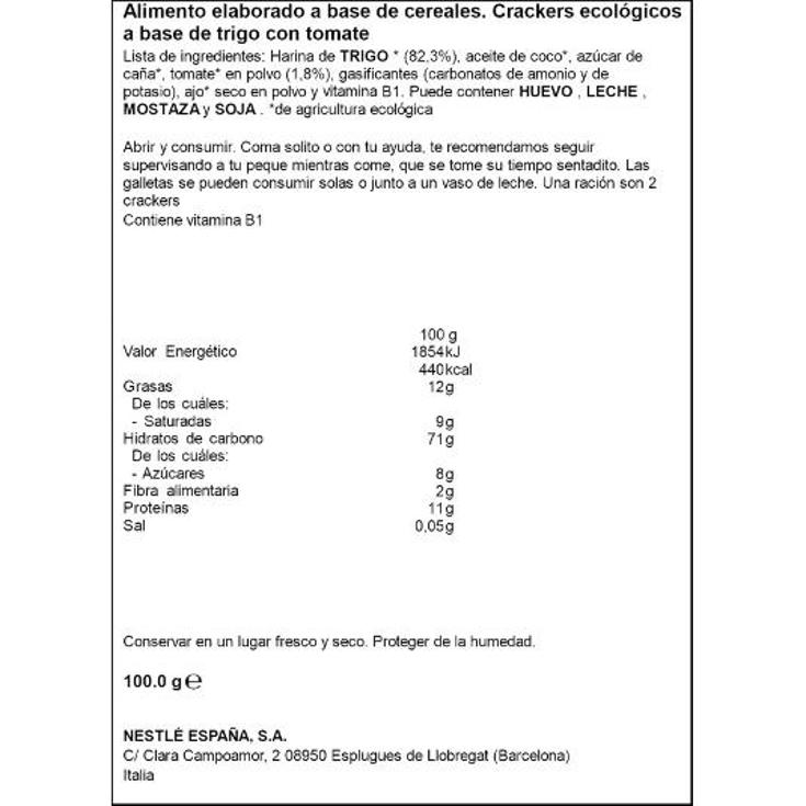 CRACKER TOMATE BIO INFANTIL NESTLE BOLSA 100 GR