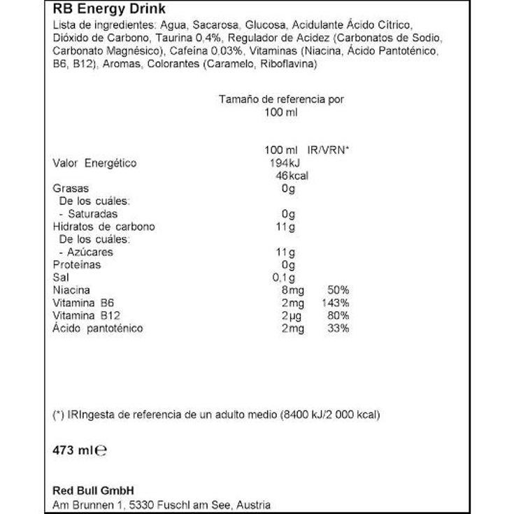 REFRESCO ENERGETICO RED BULL LATA 473 ML