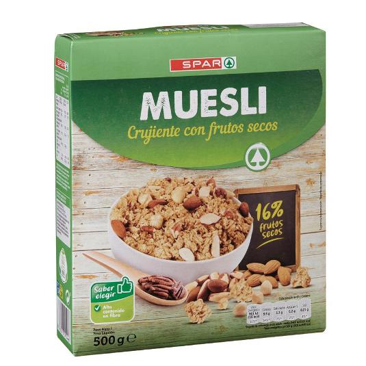 CEREALES MUESLI FRUTOS SECOS SPAR BOLSA 500 GR