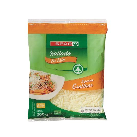 QUESO RALLADO HILO GRATINAR SPAR BOLSA 200 GR