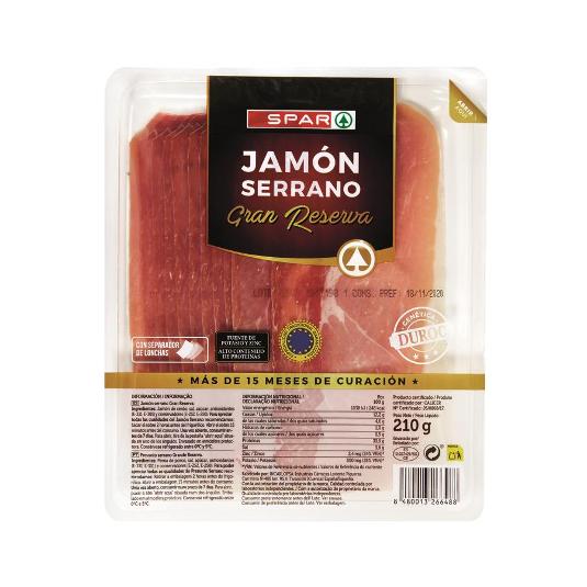 JAMON SERRANO G.RESERVA 15M SPAR BLIST 210 GR