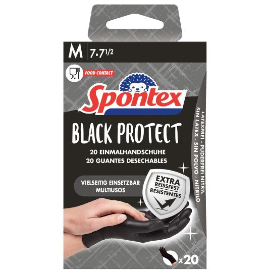 GUANTES NITRILO T/7 BLACK PROT. SPONTEX CAJA 20 UD