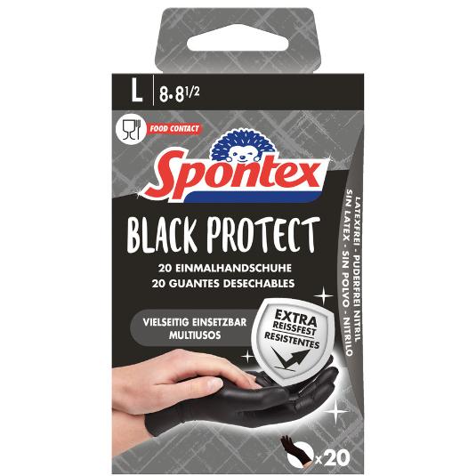 GUANTES NITRILO T/8 BLACK PROT. SPONTEX CAJA 20 UD