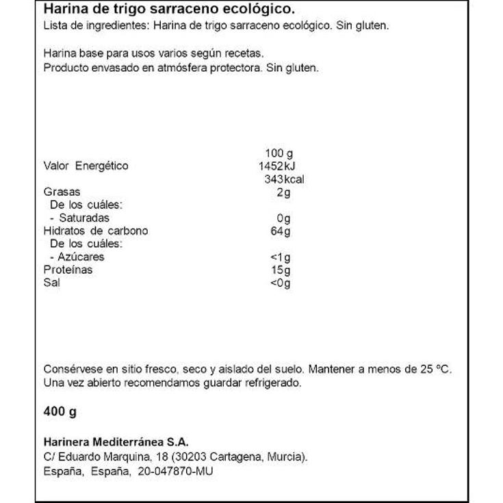 HARINA TRIGO SARRACENO ECOLOGIC HARIMSA CAJA 400 GR