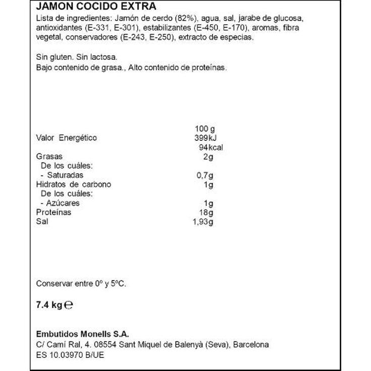 JAMON COCIDO EXTRA K1 MONELLS