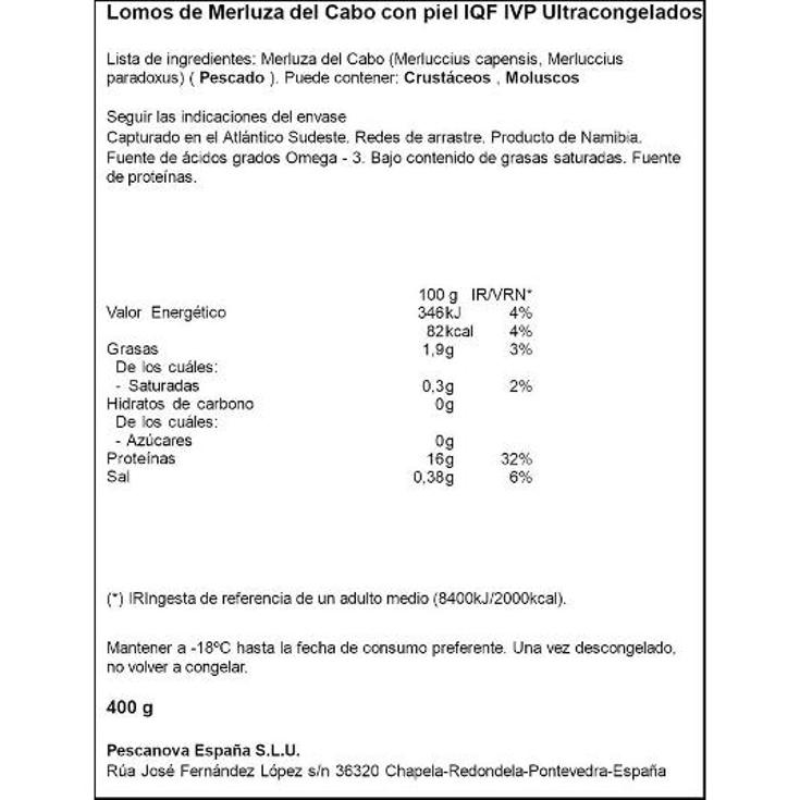 LOMOS DE MERLUZA DEL CABO PESCANOVA ESTCH 400 GR