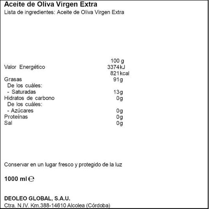 ACEITE OLIVA VIRGEN EXTRA HOJIBLANCA BTLLA 1 LT