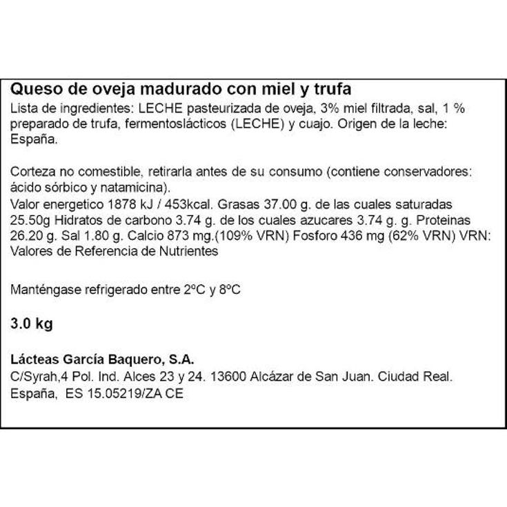 QUESO OVEJA RESERVA MIEL+TRUFA GARCIA BAQUE