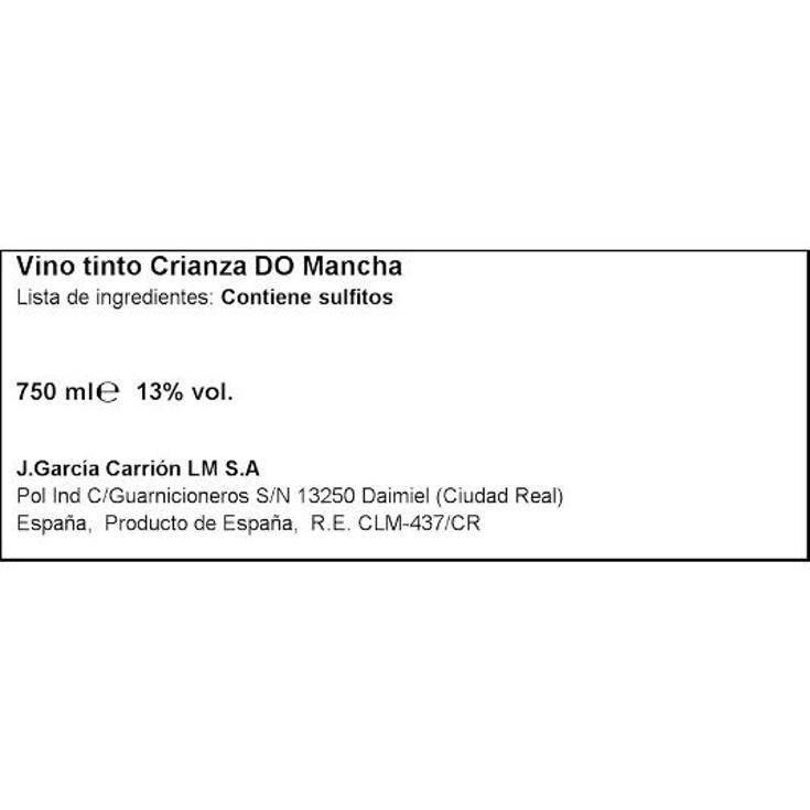 VINO TINTO MANCHA CRIANZA 13º D.LUCIANO BTLLA 75 CL