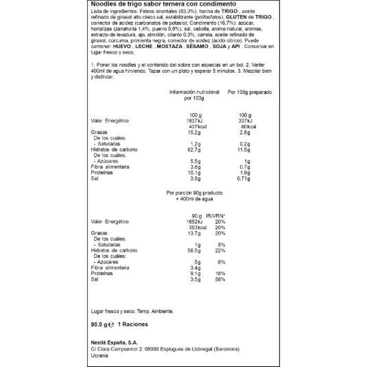 NOODLES RAMEN TERNERA MAGGI PQTE 90 GR