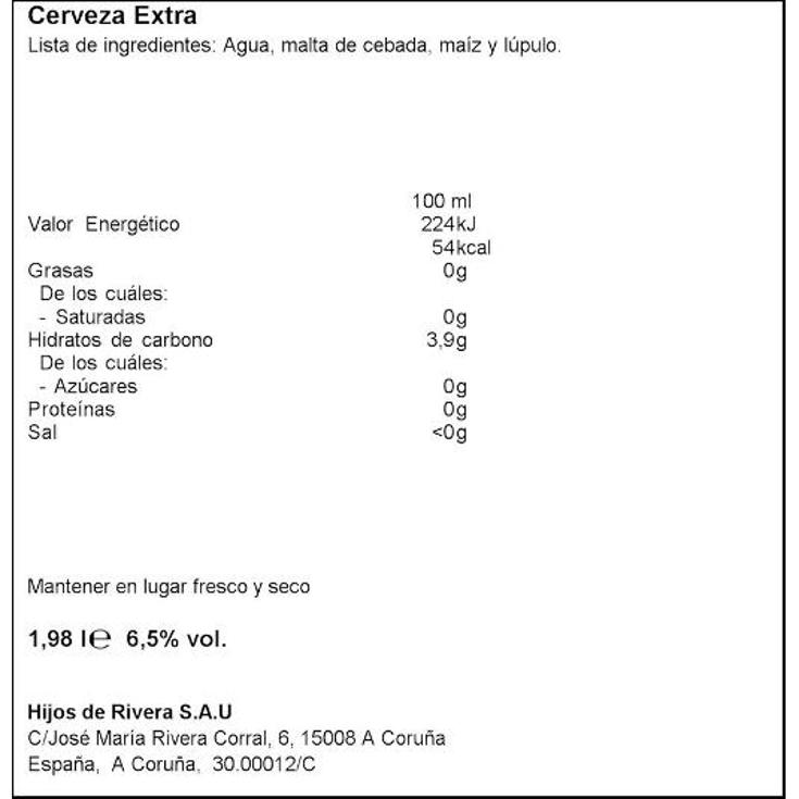 CERVEZA RVA.ESPECIAL 6,5º 6X33 1906 PACK 198 CL