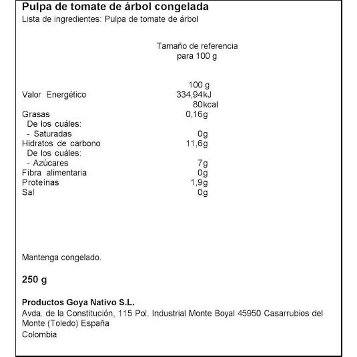 PULPA DE TOMATE DE ARBOL GOYA PQTE 250 GR