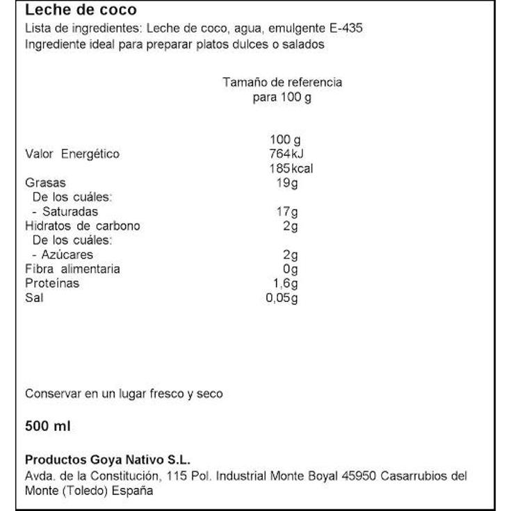 LECHE DE COCO GOYA BRICK 500 ML