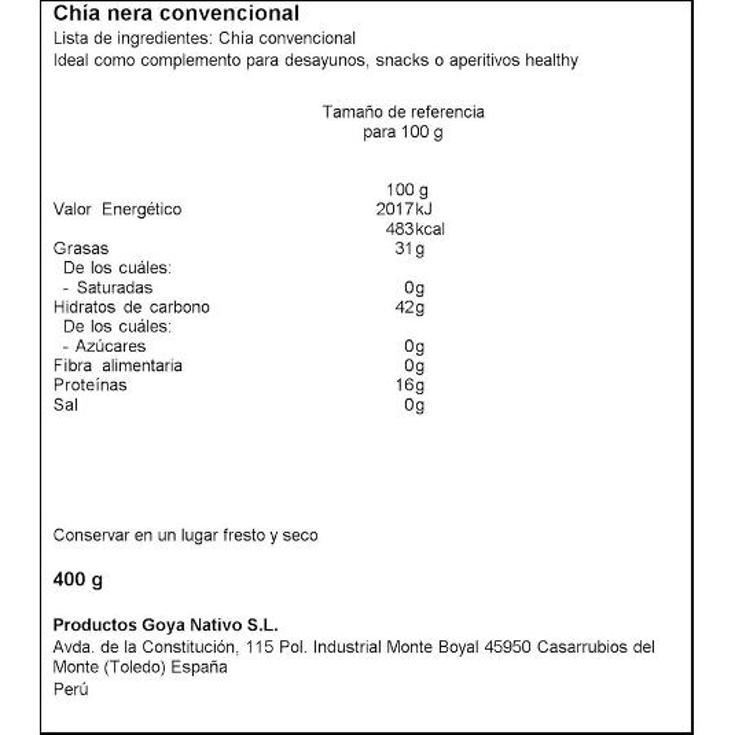 CHIA NEGRA CONVENCIONAL GOYA BOLSA 400 GR