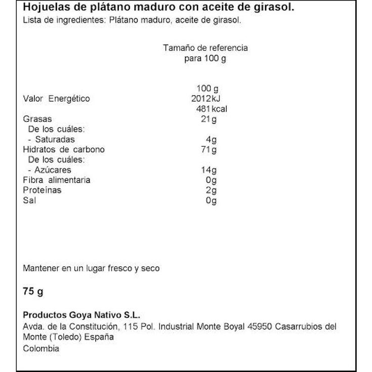 PLATANITOS MADUROS GOYA BOLSA 75 GR