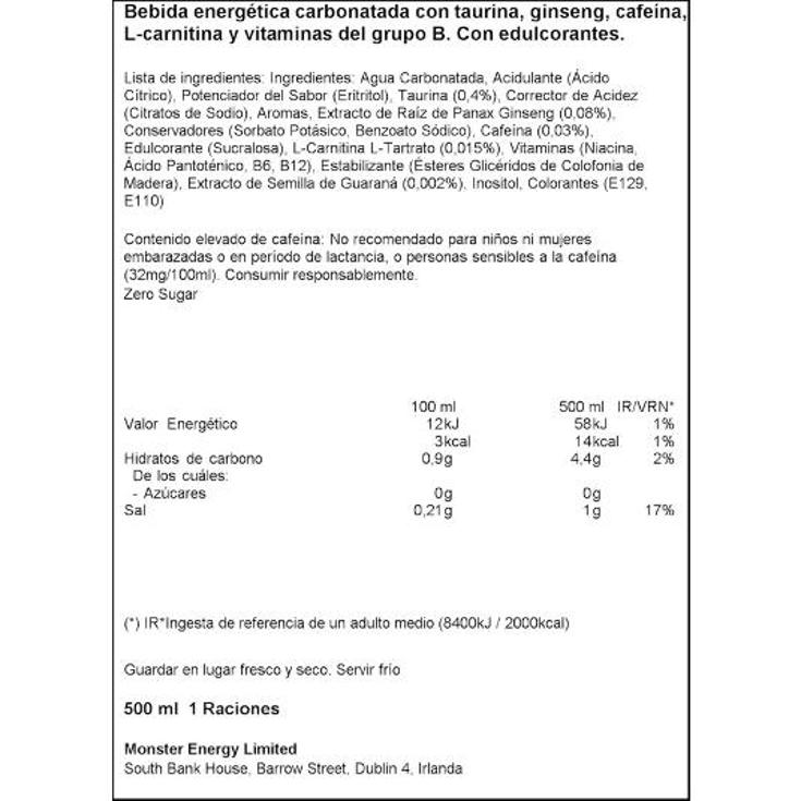 REFR.ENERGETICA ULTRA RUBY RED MONSTER LATA 500 ML