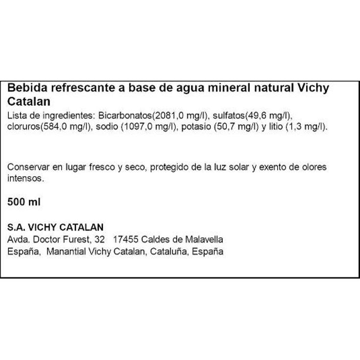 AGUA MINERAL C/GAS VICHY CATALAN PET 50 CL