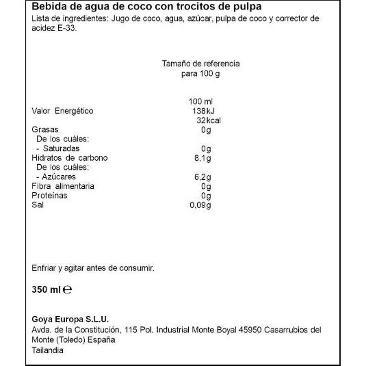 AGUA COCO CON TROZOS GOYA LATA 350 ML