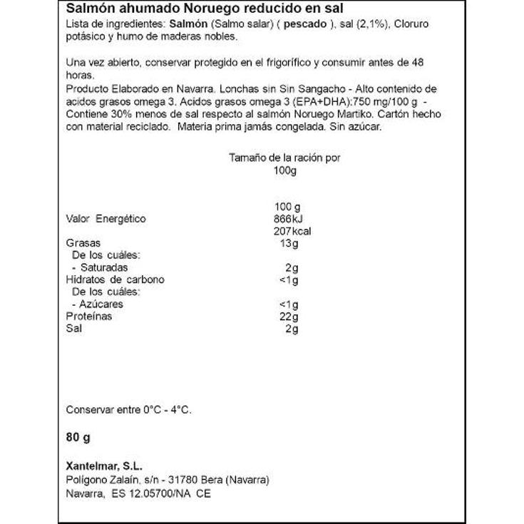 SALMON AHUMADO REDUCIDO EN SAL MARTIKO UNIDAD 80 GR