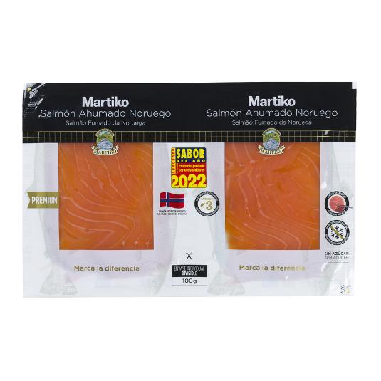 SALMON NORUEGO AHUMADO 2X50 MARTIKO UNIDAD 100 GR