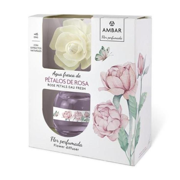 FLOR PERFUMADA PETALOS ROSA AMBAR FRASCO 60 ML