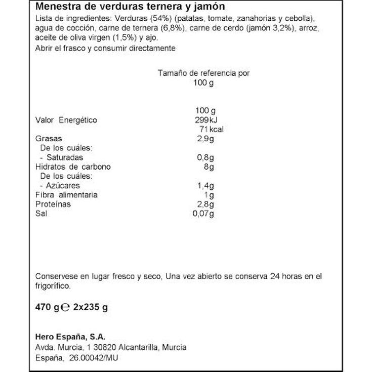 BABY T.MEN.TERNERA JAMON 2X235 HERO PACK 470 GR