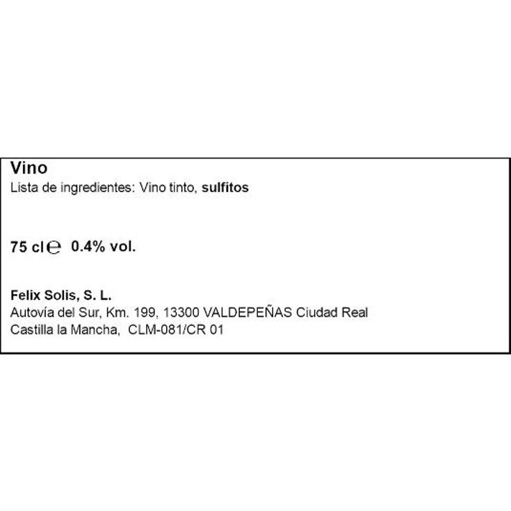 VINO TINTO LOW ALCOHOL 0,5º VIÑA ALBALI BTLLA 75 CL