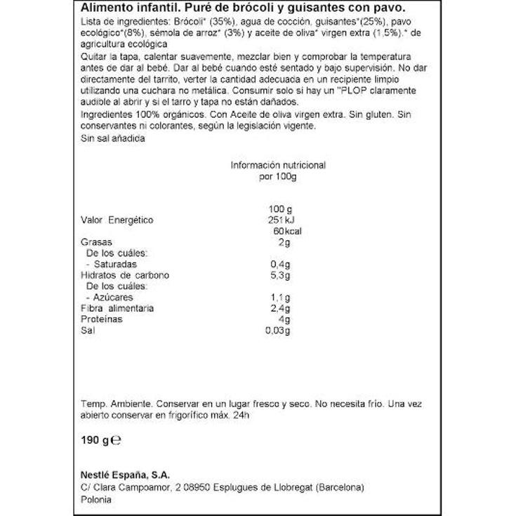 TARRITO BROCOLI+GUIS+PAVO ORGAN GERBER FRASC0 190 GR