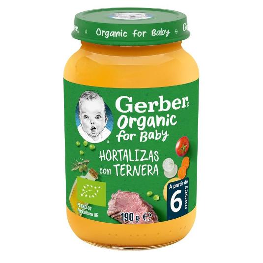 TARRITO HORTALIZAS+TERNERA ORG. GERBER FRASCO 190 GR