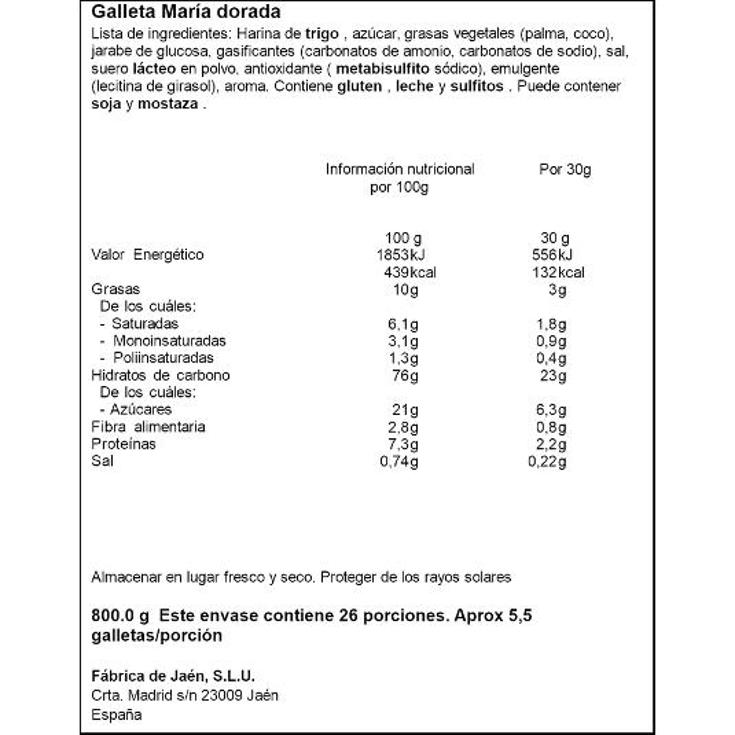 GALLETAS MARIA DORADA 4X200 FAMILY BISC. CAJA 800 GR