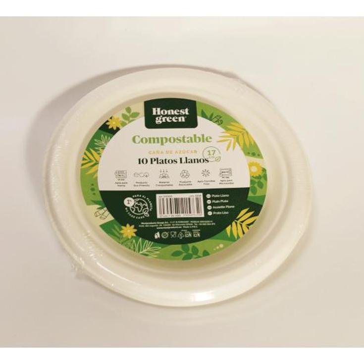 PLATO LLANO POSTRE RED. 17CM PACK 10 UD