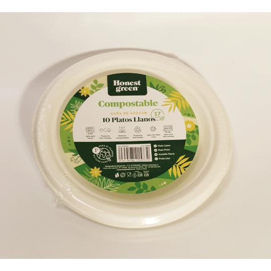 PLATO LLANO POSTRE RED. 17CM PACK 10 UD