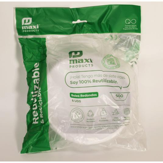 BOL REDONDO REUTILIZABLE 500CC PACK 6 UD