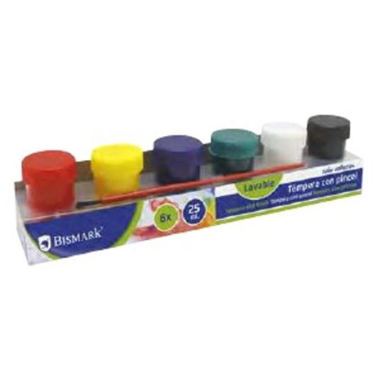 TEMPERAS 25 ML C/PINCEL 6 COLOR BISMARK UNIDAD