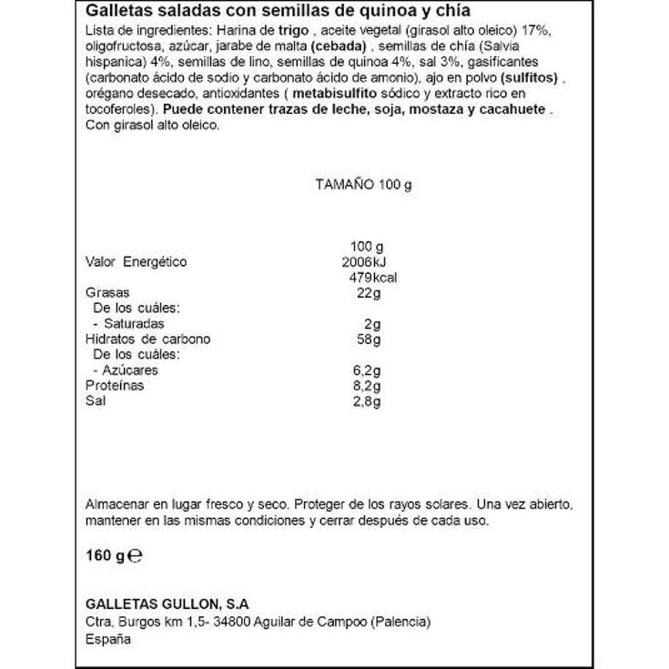 GALLETAS MINI BITES QUINOA CHIA GULLON CAJA 160 GR