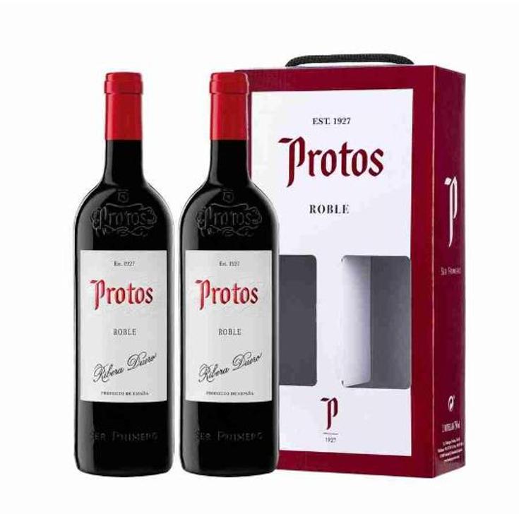 ESTUCHE VINO TINTO RIBERA ROBLE PROTOS PACK 2 UD