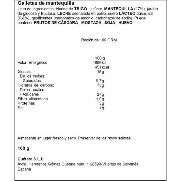 GALLETAS CAMPURRIANAS MANTEQUIL CUETARA CAJA 160 GR