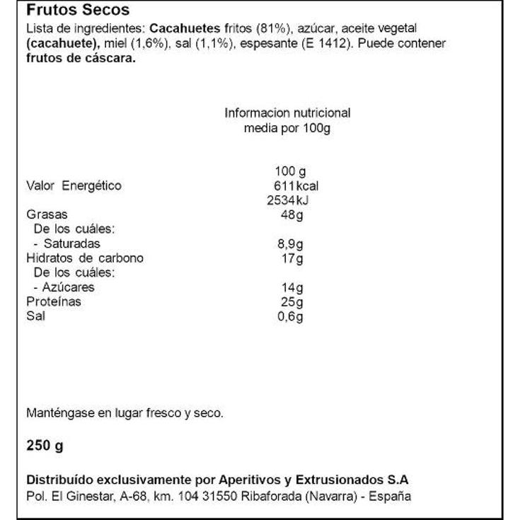 CACAHUETES CON MIEL Y SAL EAGLE BOTE 250 GR