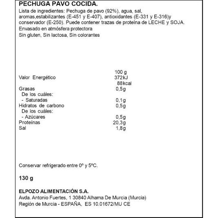 PECHUGA PAVO 1954 ELPOZO PQTE 120 GR