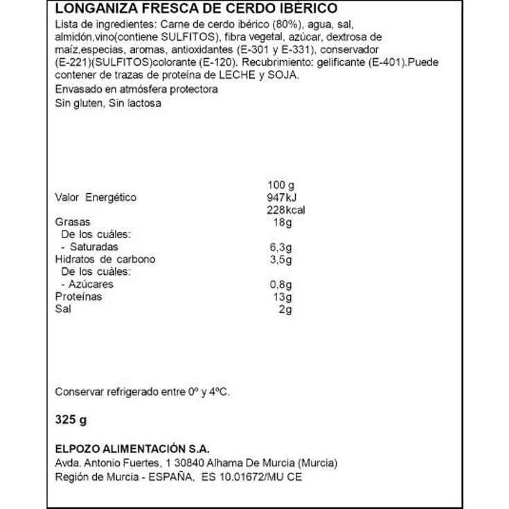 LONGANIZA IBERICAS S. TRIPA 325 POZO BDJ UD
