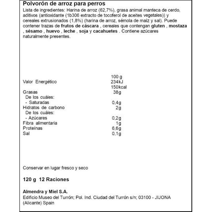 POLVORON PARA PERROS EL LOBO PQTE 120 GR
