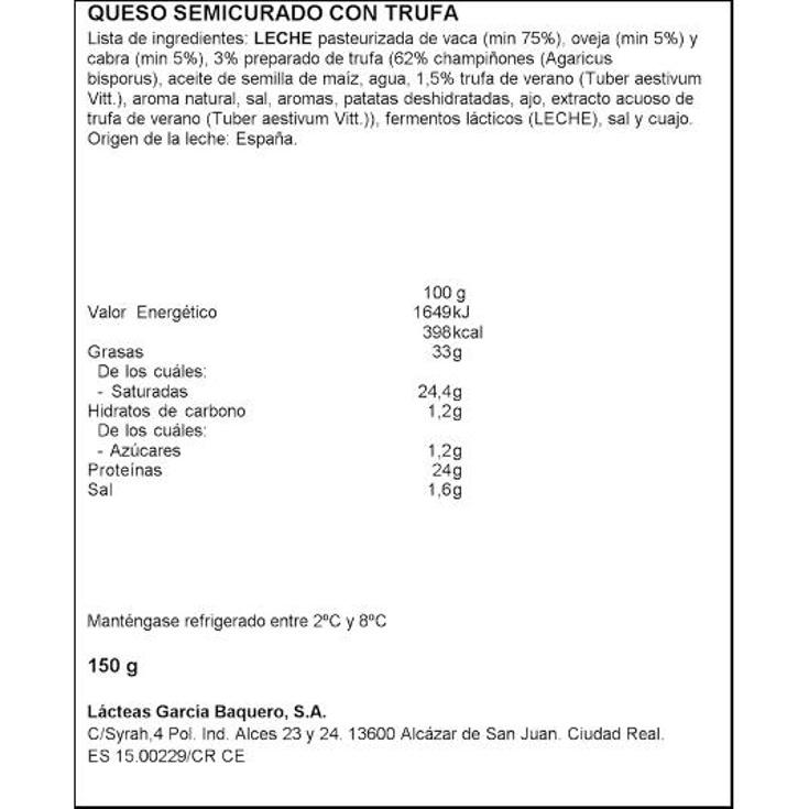 QUESO CUÑA SEMICURADO TRUFA G.BAQUERO CUÑA 150 GR