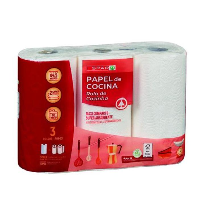 PAPEL COCINA 2 CAPAS SPAR PQTE 3 UD