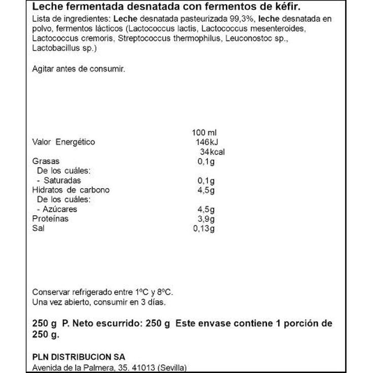 KEFIR LIQUIDO NATURAL 0% MARGUI BTLLA 250 GR